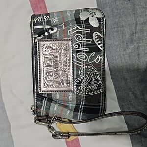 Coach Tartan Plaid Wristlet